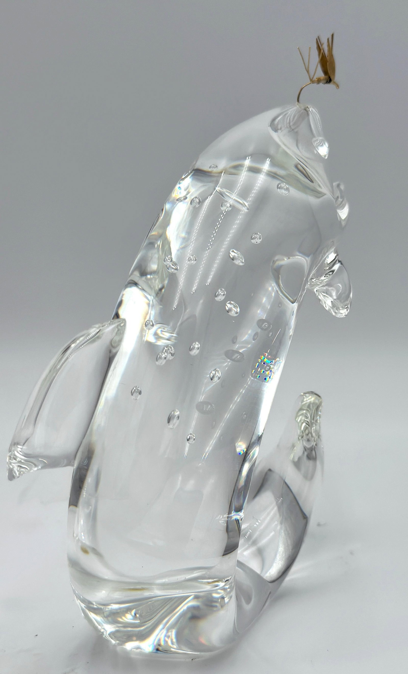 Steuben Glass & 18K Gold "Trout & Fly" by James Houston, Introduced 1966 - 3