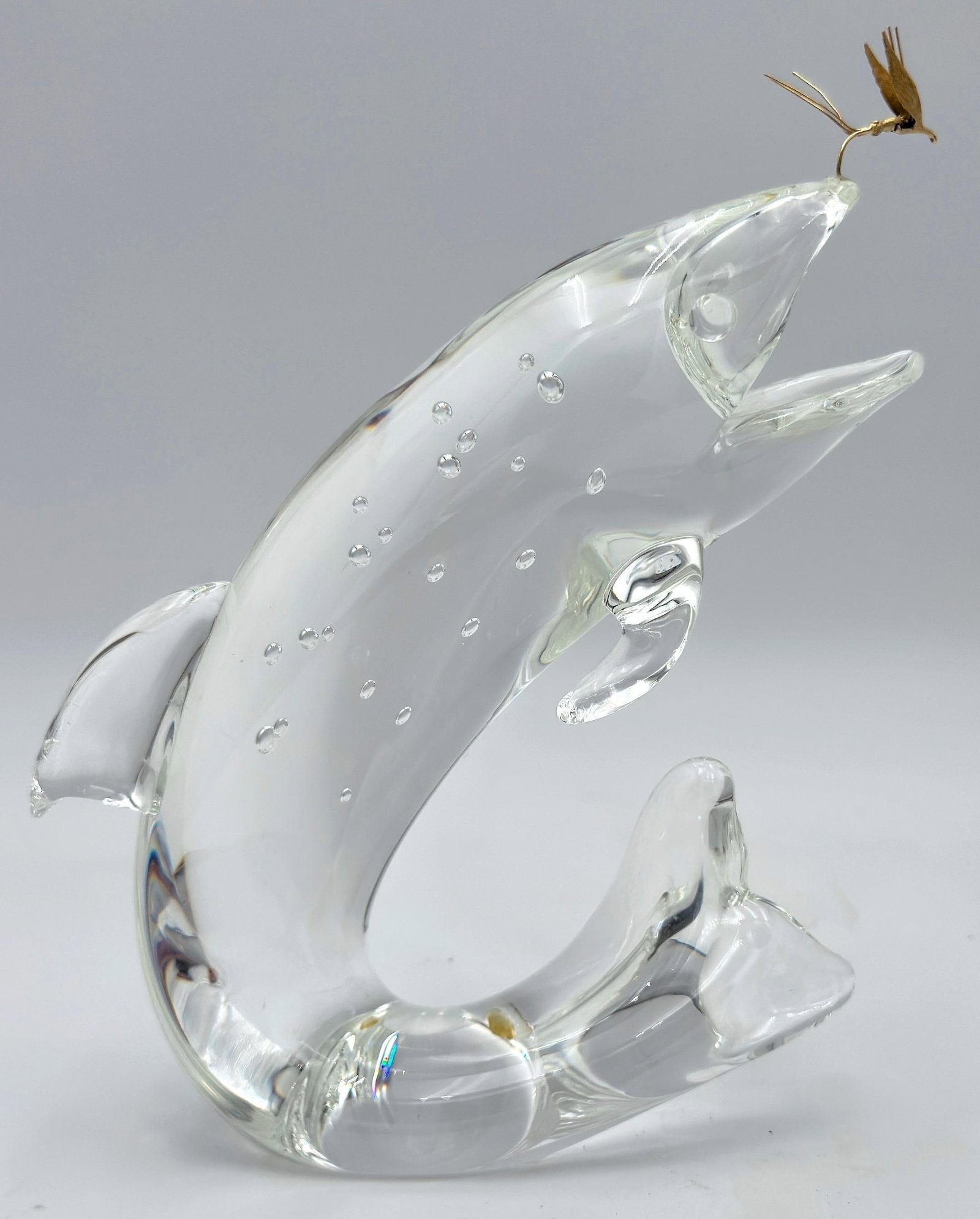 Steuben Glass & 18K Gold "Trout & Fly" by James Houston, Introduced 1966 - 7