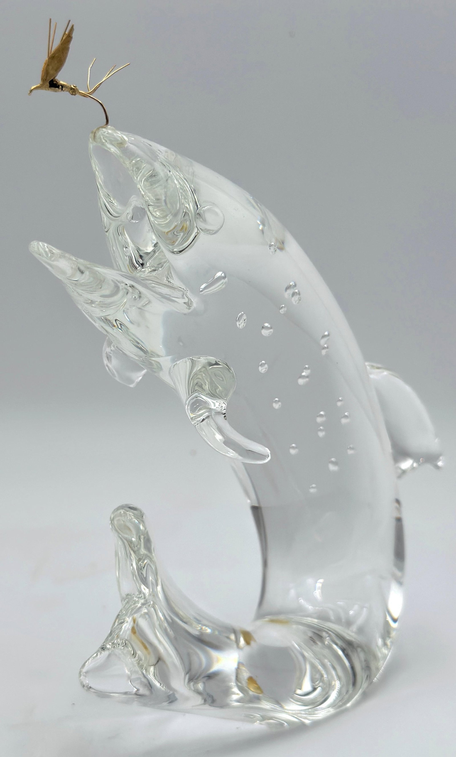 Steuben Glass & 18K Gold "Trout & Fly" by James Houston, Introduced 1966 - 8