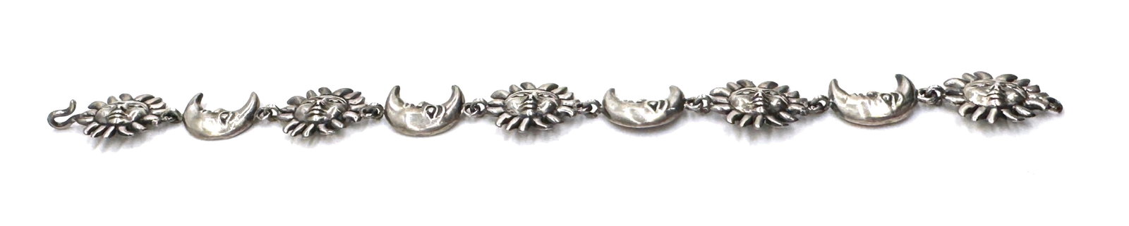 Sergio Bustamante Signed Sterling Sun & Moon Link Bracelet, Rare Edition, 1980s - 13