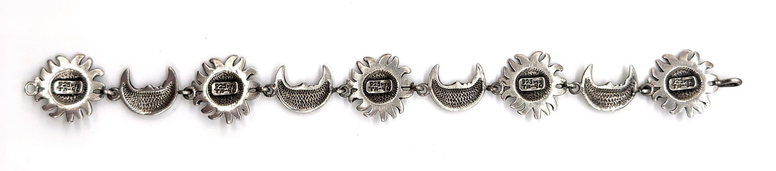 Sergio Bustamante Signed Sterling Sun & Moon Link Bracelet, Rare Edition, 1980s - 15