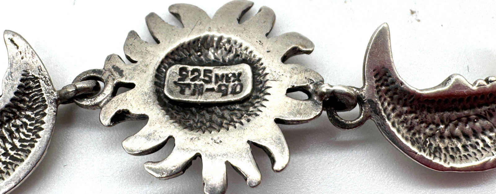 Sergio Bustamante Signed Sterling Sun & Moon Link Bracelet, Rare Edition, 1980s - 18