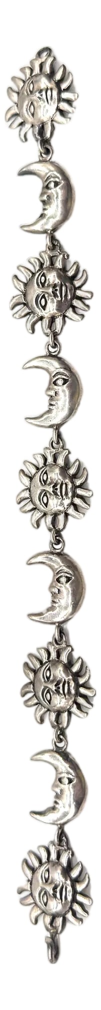 Sergio Bustamante Signed Sterling Sun & Moon Link Bracelet, Rare Edition, 1980s (1 of 18)
