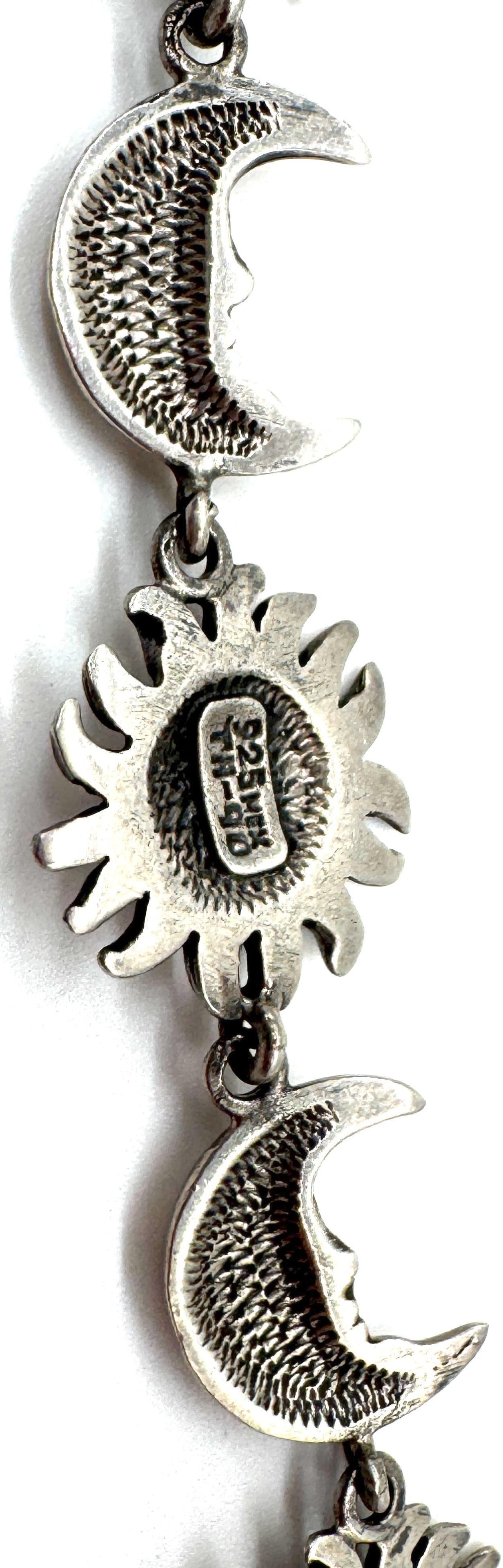 Sergio Bustamante Signed Sterling Sun & Moon Link Bracelet, Rare Edition, 1980s - 4