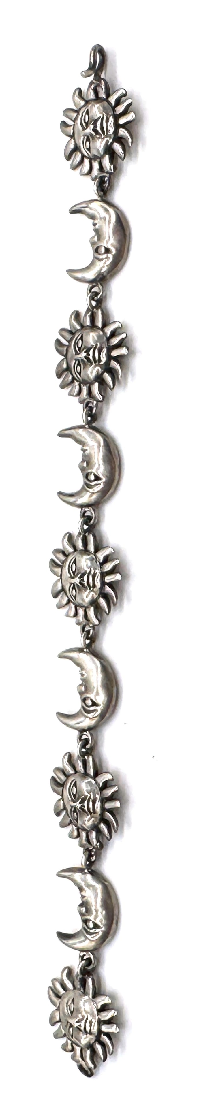 Sergio Bustamante Signed Sterling Sun & Moon Link Bracelet, Rare Edition, 1980s - 5