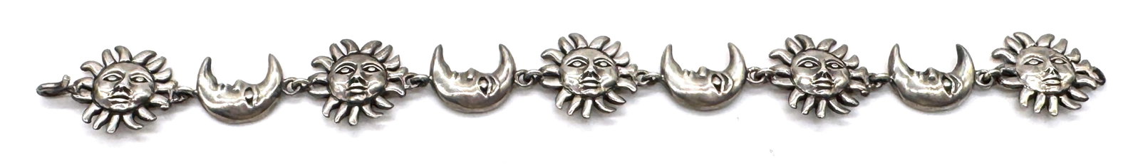 Sergio Bustamante Signed Sterling Sun & Moon Link Bracelet, Rare Edition, 1980s - 6