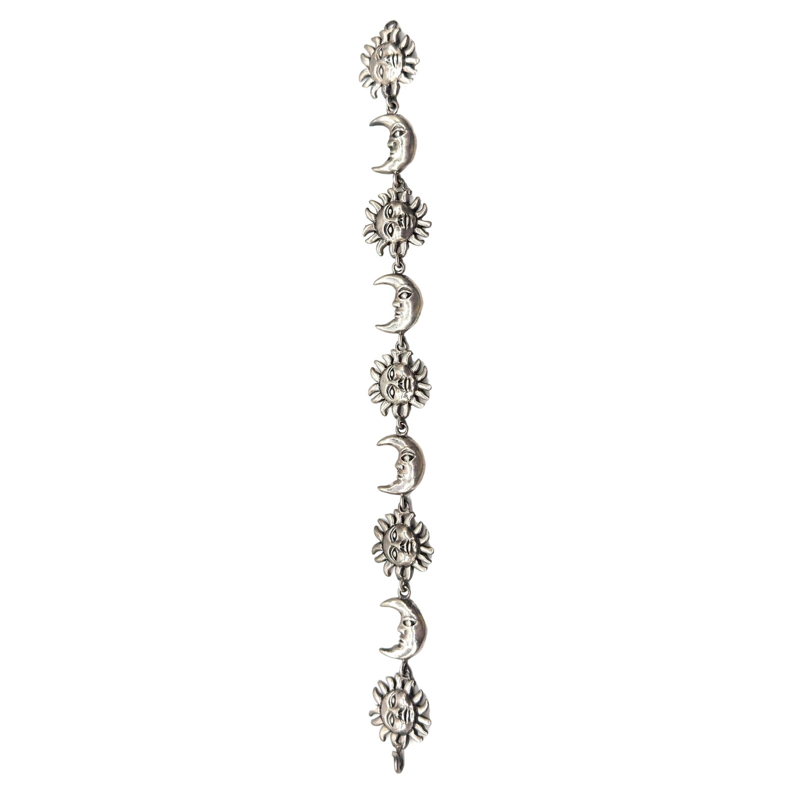 Sergio Bustamante Signed Sterling Sun & Moon Link Bracelet, Rare Edition, 1980s - 7