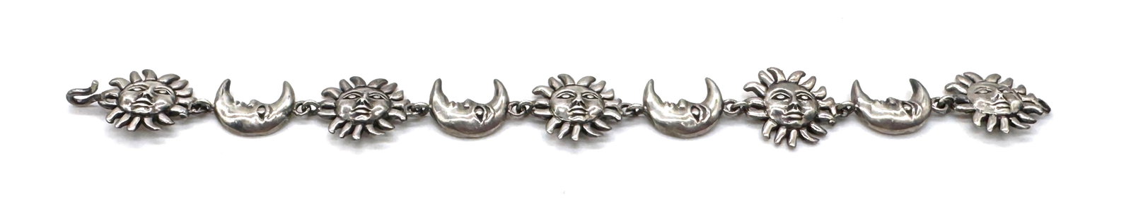Sergio Bustamante Signed Sterling Sun & Moon Link Bracelet, Rare Edition, 1980s - 9