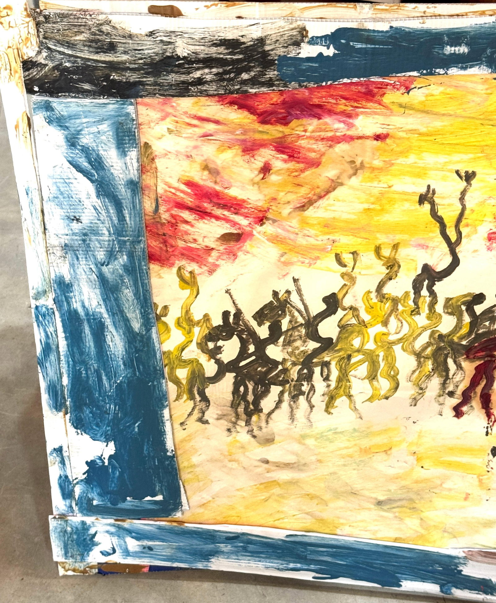 Purvis Young (American, 1943–2010) "Warriors Beneath a Burning Sky" - 11