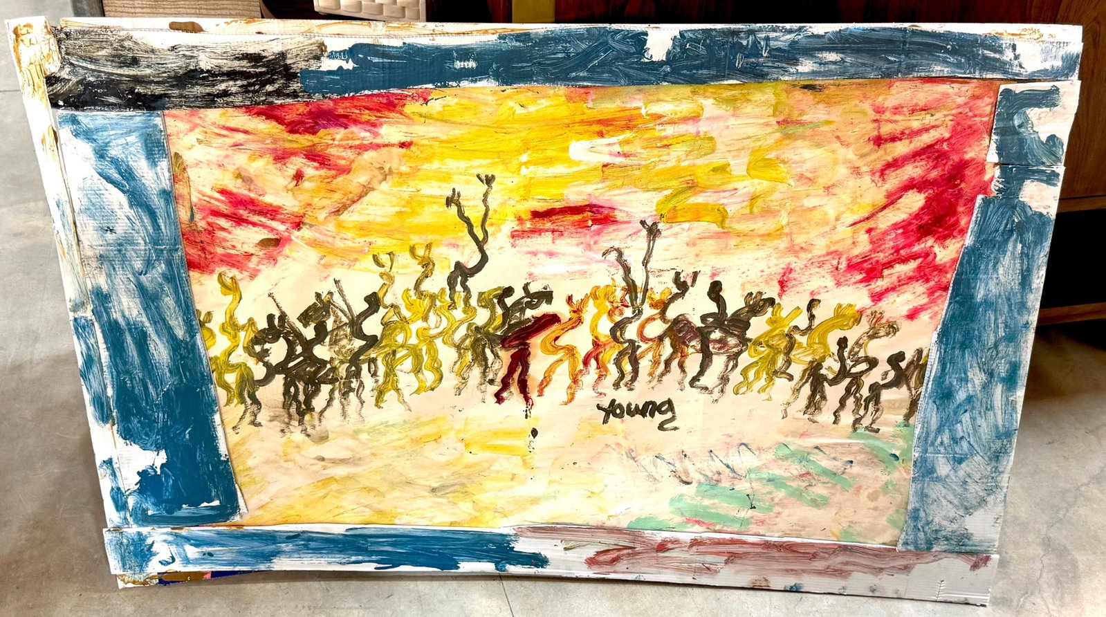 Purvis Young (American, 1943–2010) "Warriors Beneath a Burning Sky" - 18
