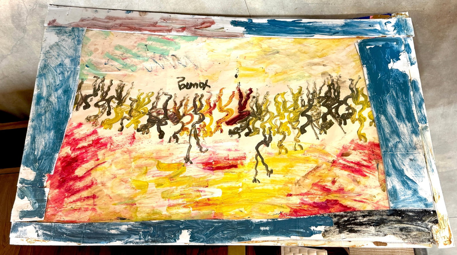 Purvis Young (American, 1943–2010) "Warriors Beneath a Burning Sky" - 4