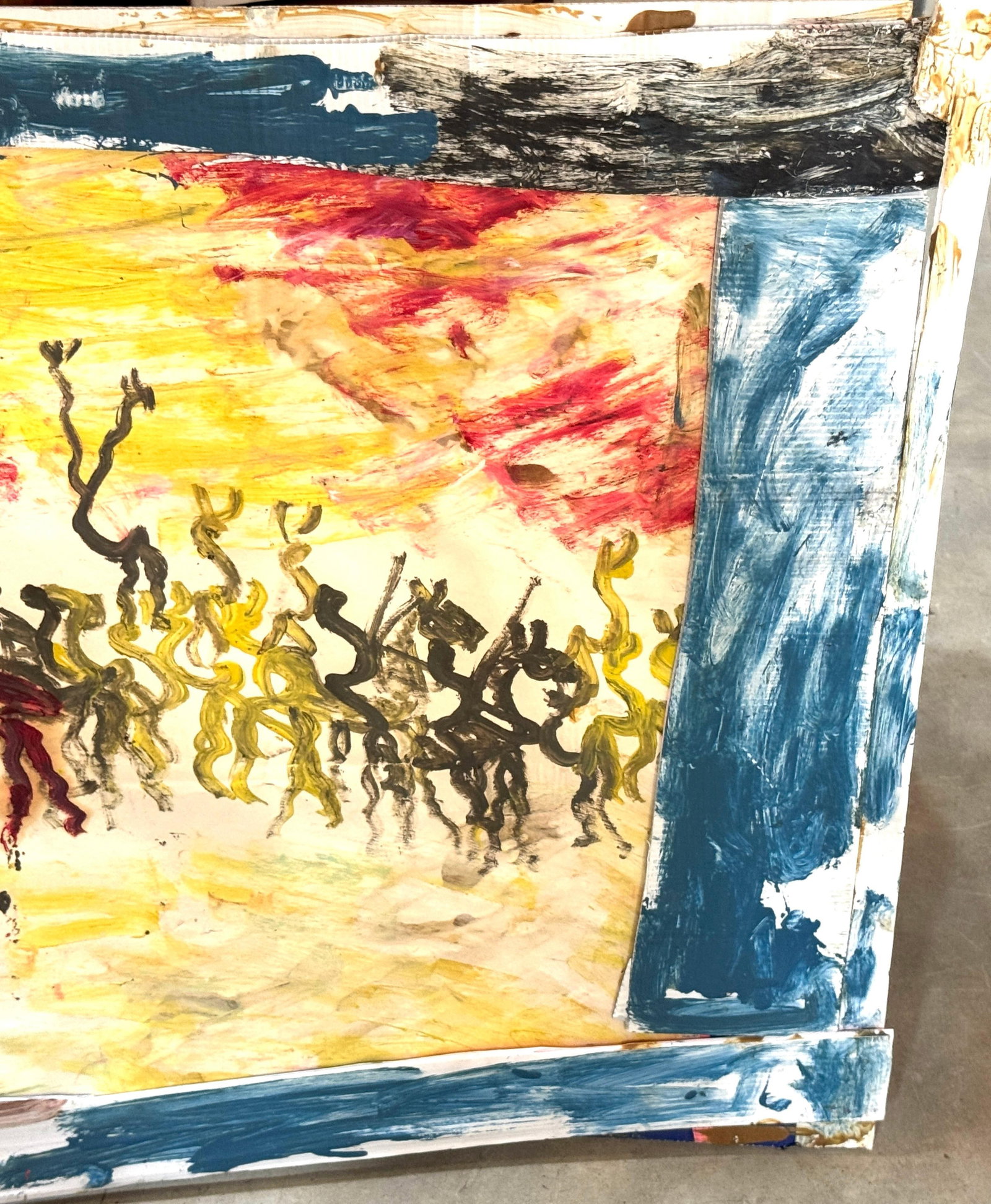 Purvis Young (American, 1943–2010) "Warriors Beneath a Burning Sky" - 9