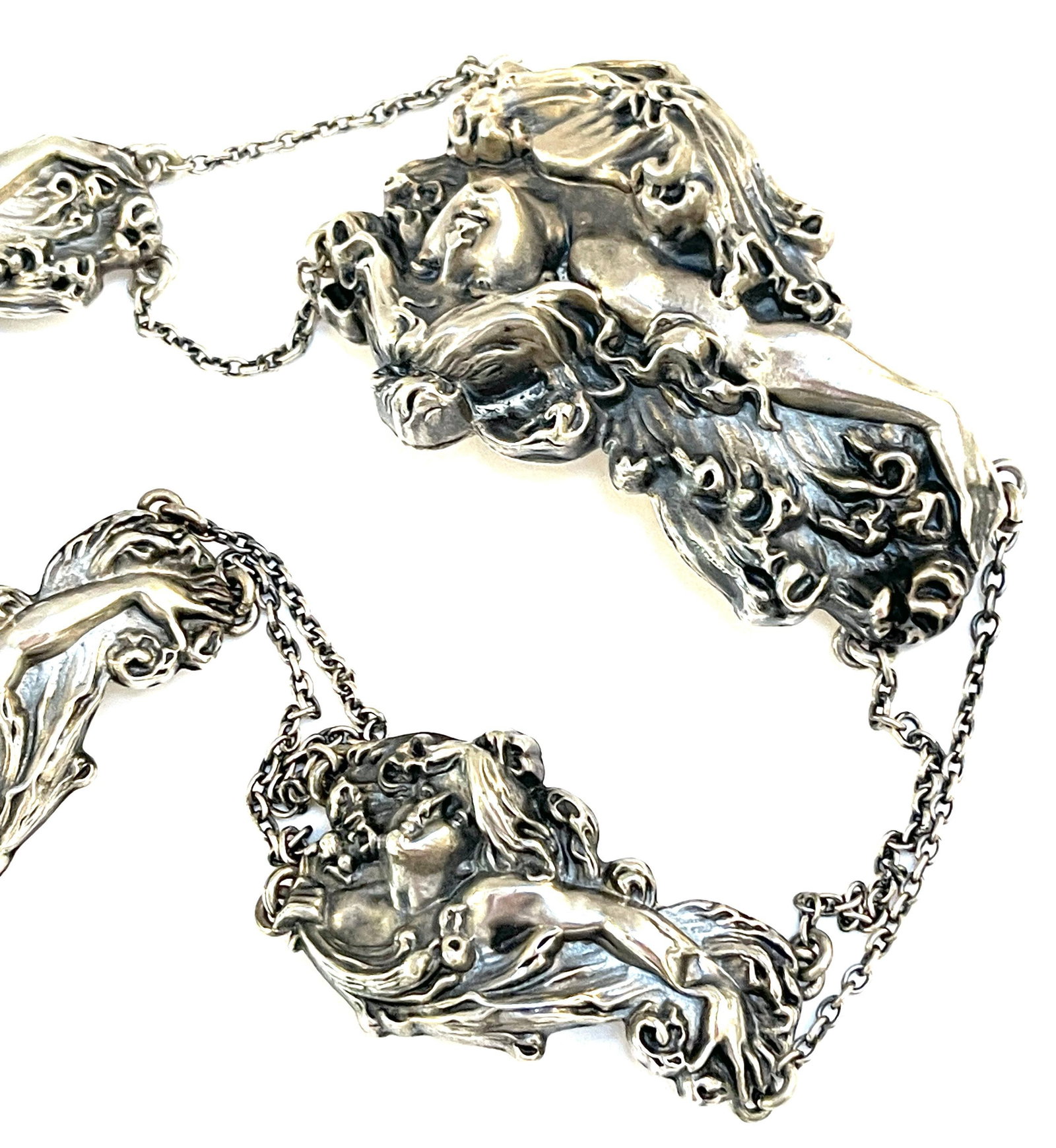 Art Nouveau Sterling Figural 8 Piece Belt by William B. Kerr Silver Company - 5