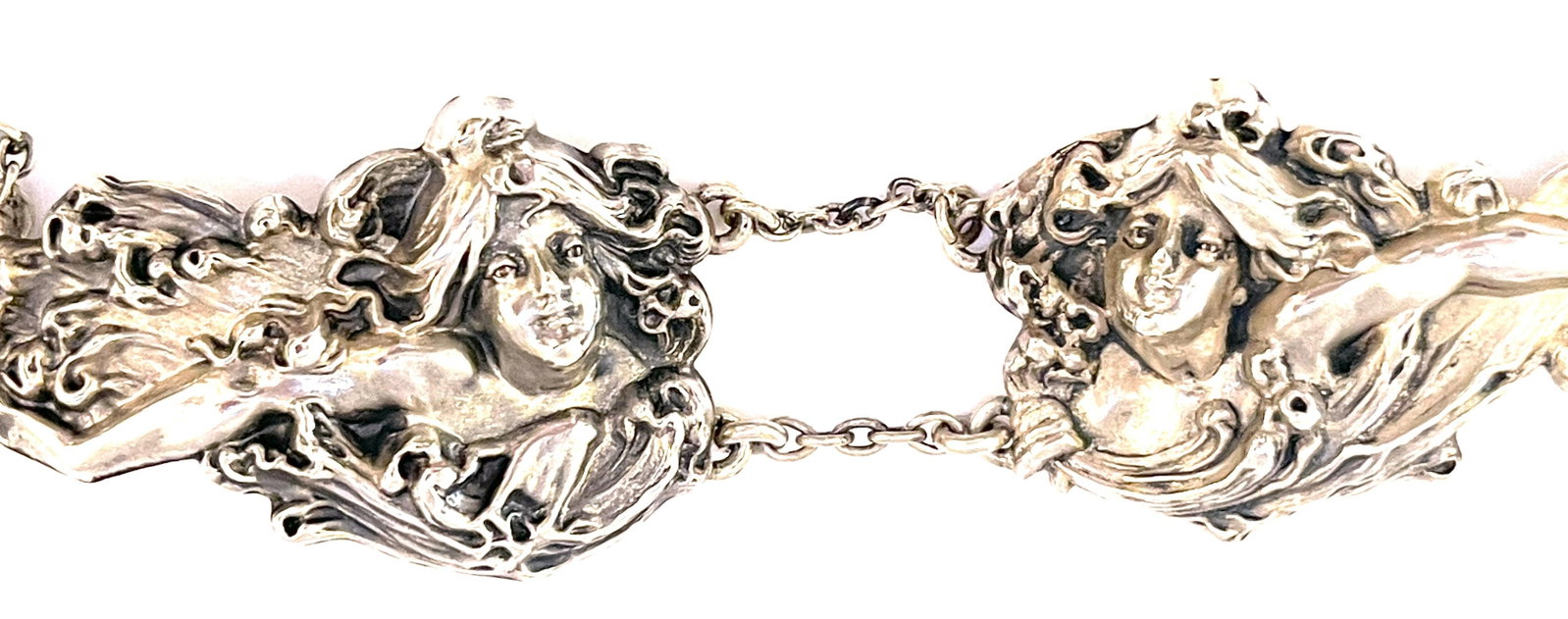 Art Nouveau Sterling Figural 8 Piece Belt by William B. Kerr Silver Company - 6