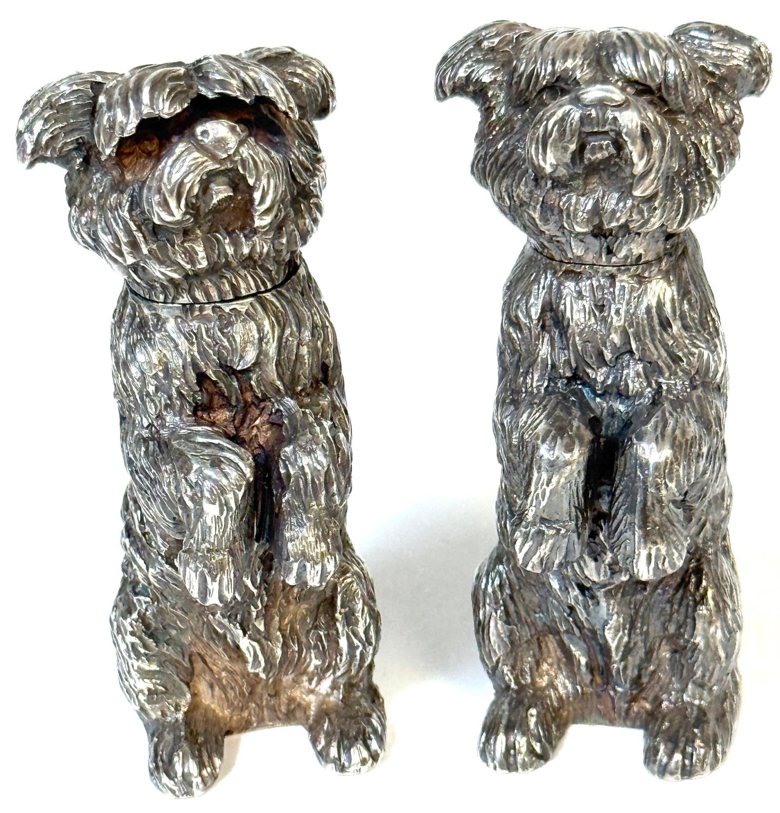 Pair Edwardian Sterling Terrier Salt & Pepper London, Jonathan Howell, 1906/1913 - 8