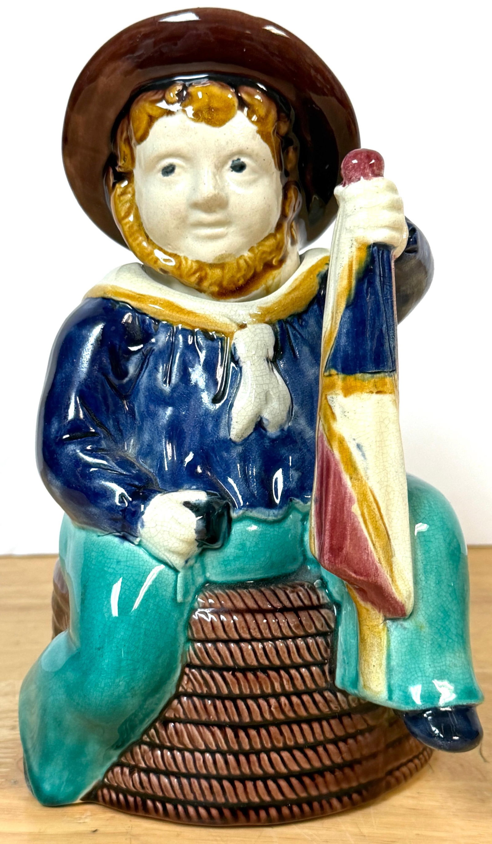 Victorian Majolica "Three-Legged Sailor" Teapot, Attributed William Brownfield - 5