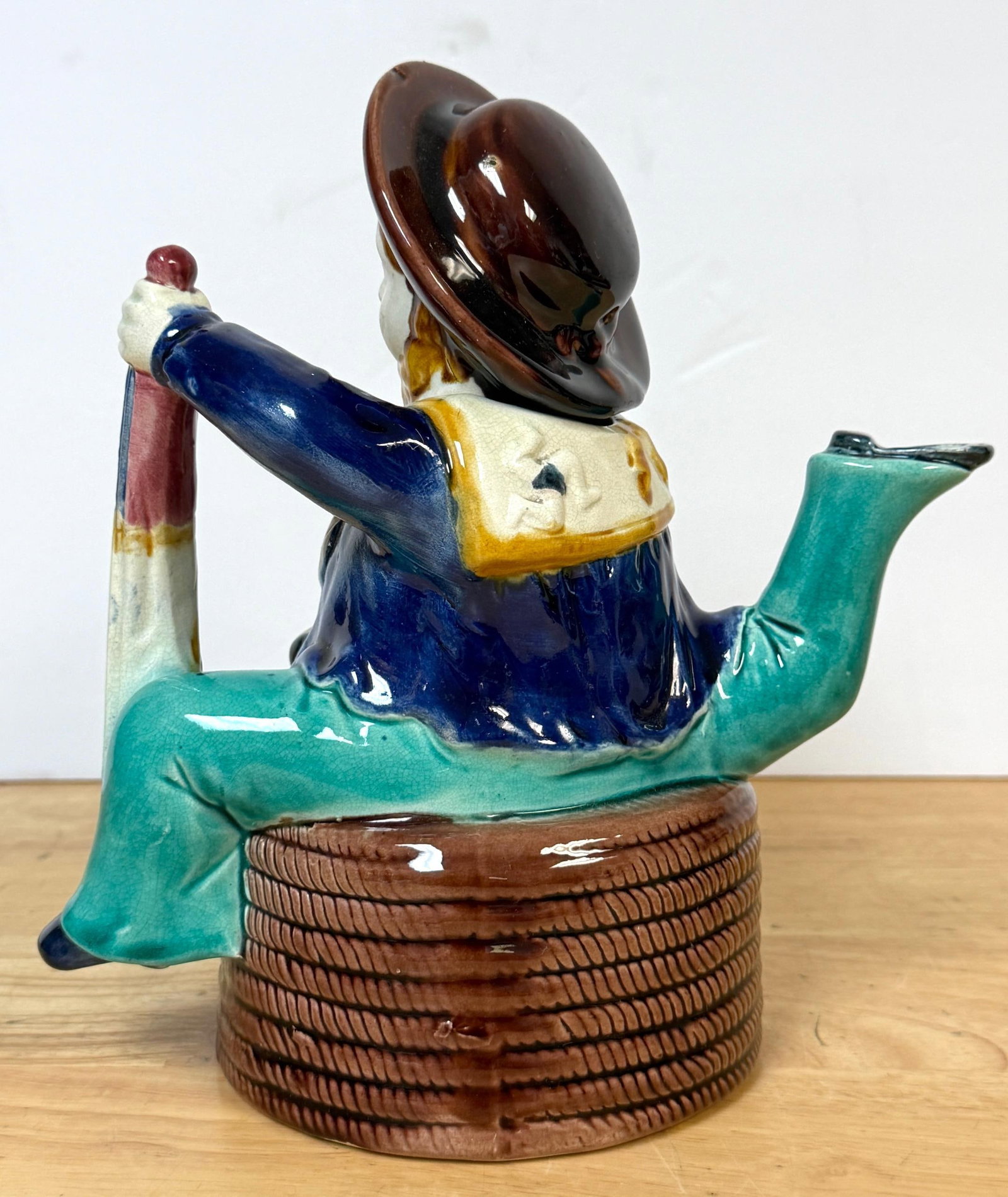Victorian Majolica "Three-Legged Sailor" Teapot, Attributed William Brownfield - 6