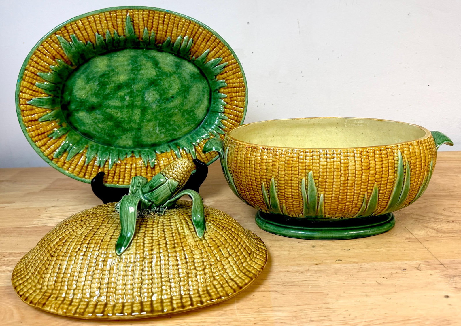 Portuguese Majolica Corn Motif Tureen & Platter, by José A. Cunha - 12
