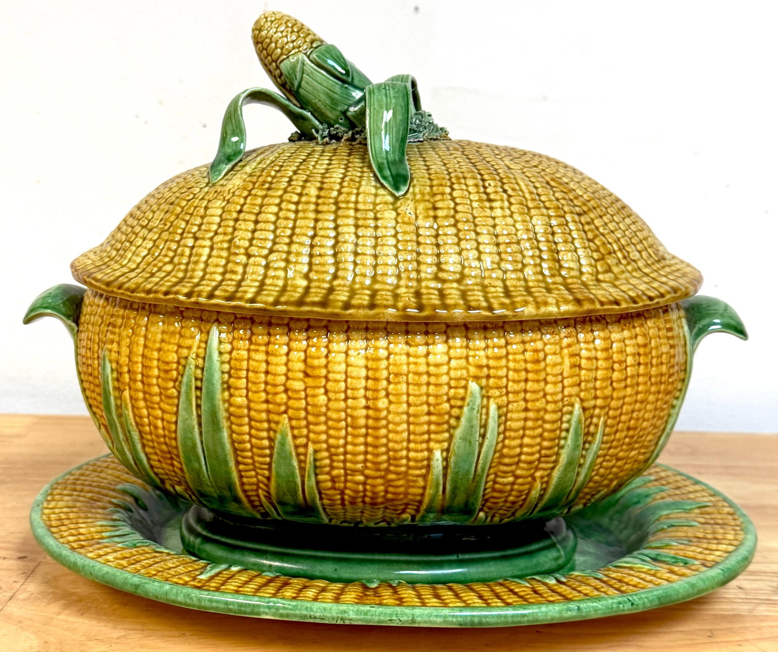 Portuguese Majolica Corn Motif Tureen & Platter, by José A. Cunha - 13