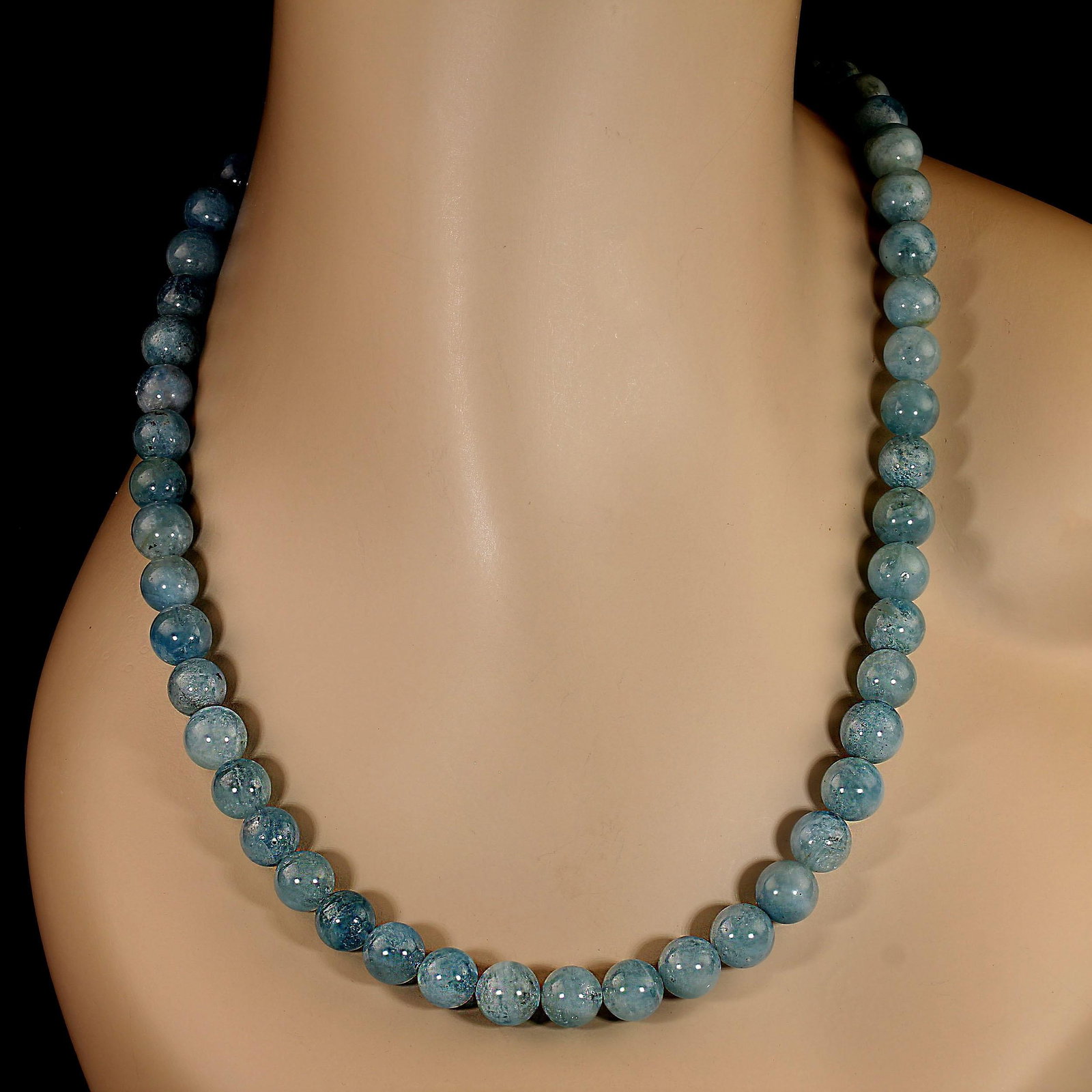 Ajd 22 Inch Medium Blue Translucent Aquamarine Necklace - 4