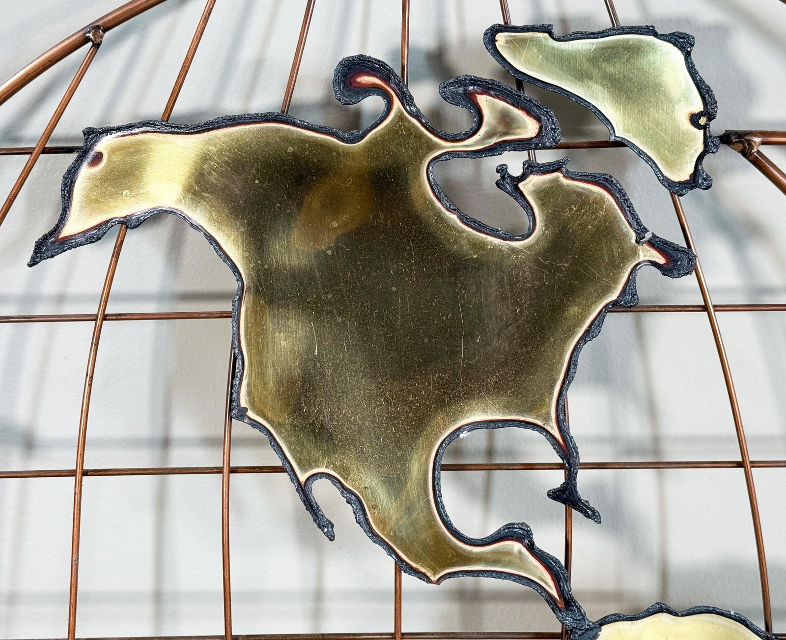 Mid Century Modern Curtis Jere Brass World Globe Map Wall Sculpture - 2