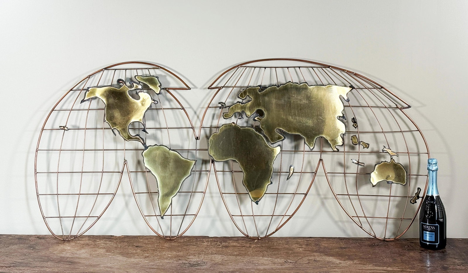 Mid Century Modern Curtis Jere Brass World Globe Map Wall Sculpture - 4