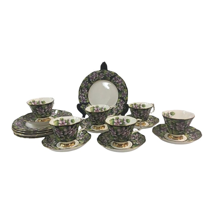 Royal Albert Provincial Flowers Porcelain Violets 18 Piece Dessert Set (1 of 11)