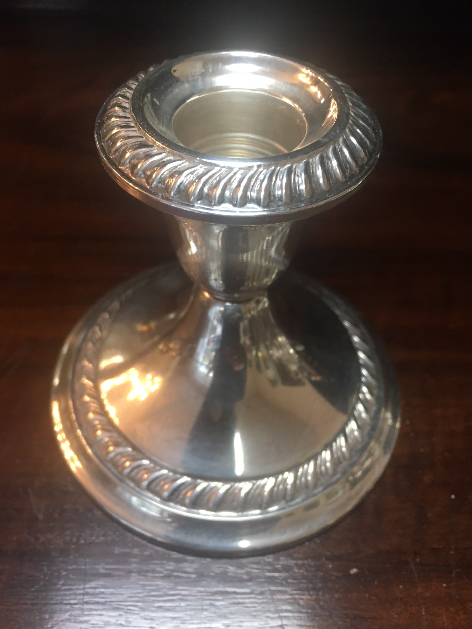 Gorham Sterling Silver Weighted Gadrooned Candleholder Pair W/ Glass Hurricanes - 10