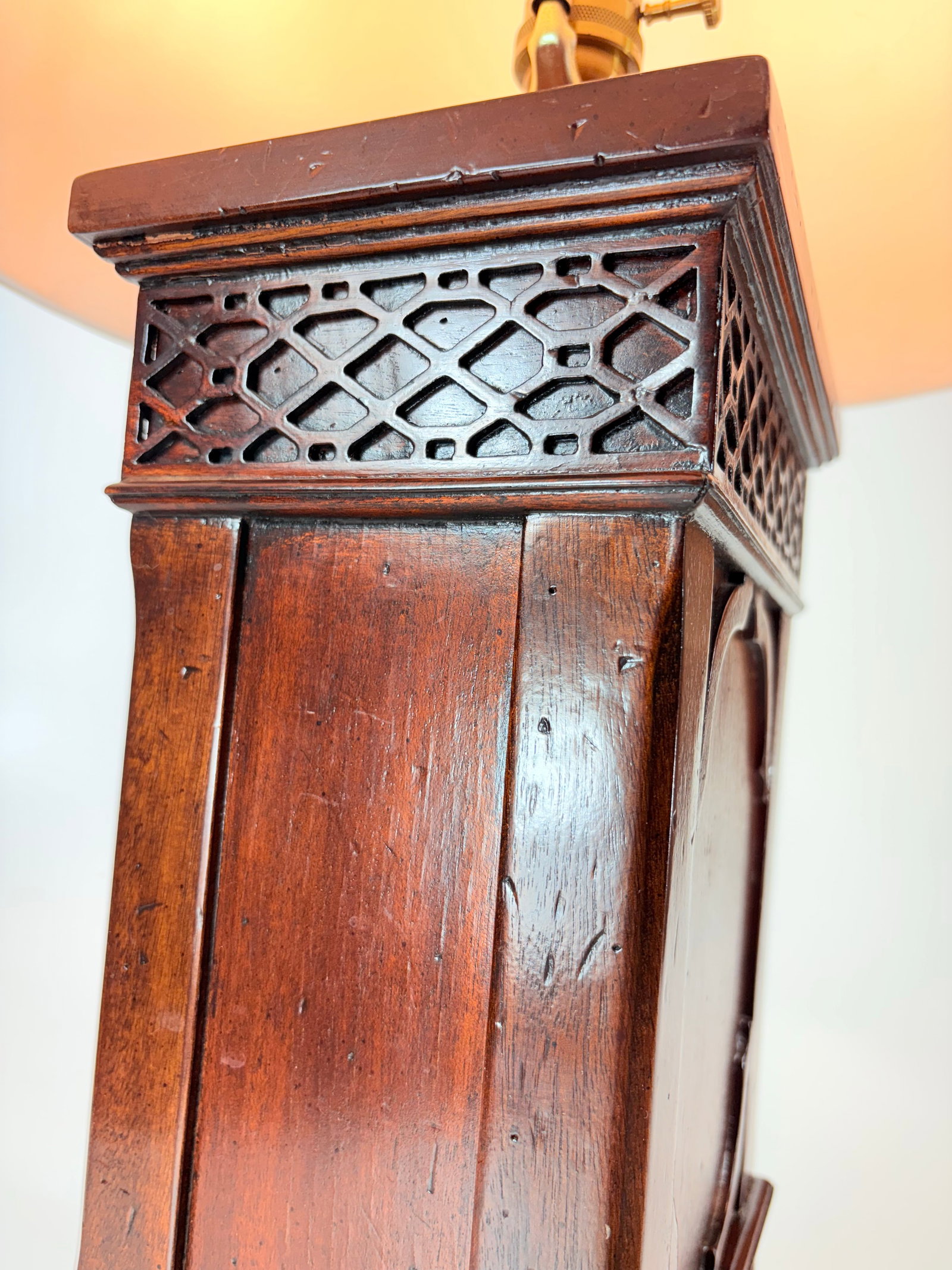 Vintage Wildwood Lamp Co., Chinese Chippendale Style Fretwork Wooden Tea Canister C. 1980' Table Lam - 5