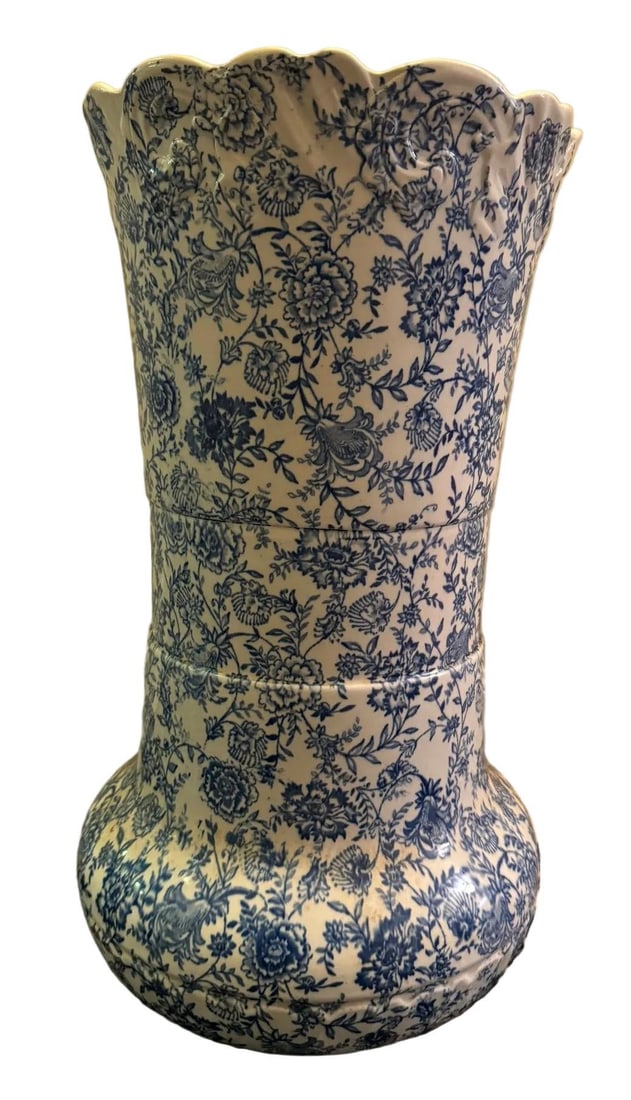 Antique Blue and White Maddocks Lamberton Royal Porcelain Umbrella Stand - 6