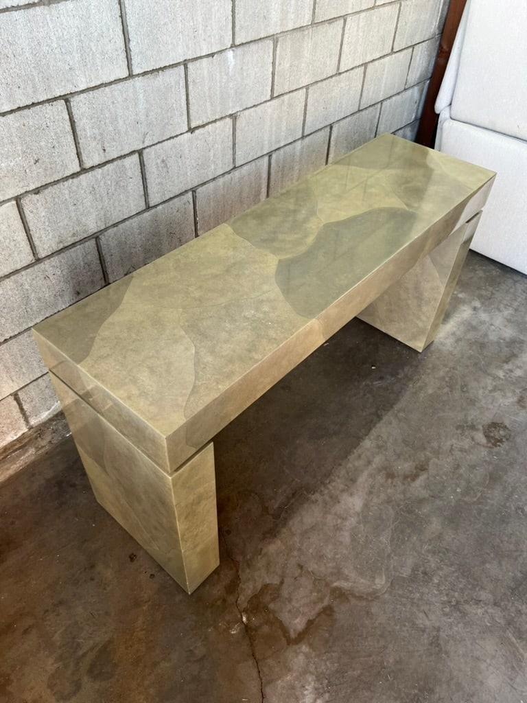 Modern Faux Parchment Lacquered Console by Sally Sirkin Lewis for J. Robert Scott - 11