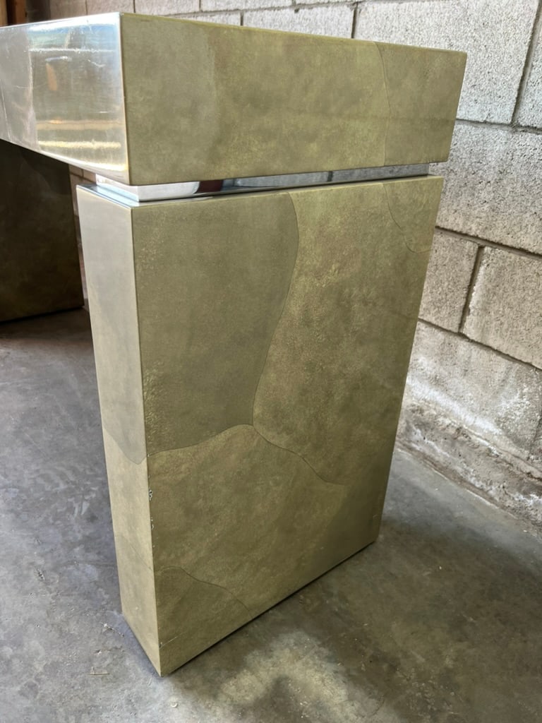 Modern Faux Parchment Lacquered Console by Sally Sirkin Lewis for J. Robert Scott - 4