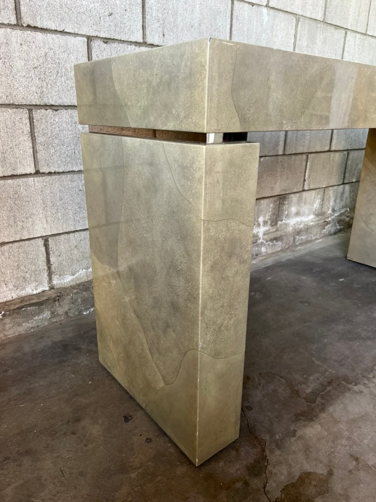 Modern Faux Parchment Lacquered Console by Sally Sirkin Lewis for J. Robert Scott - 5