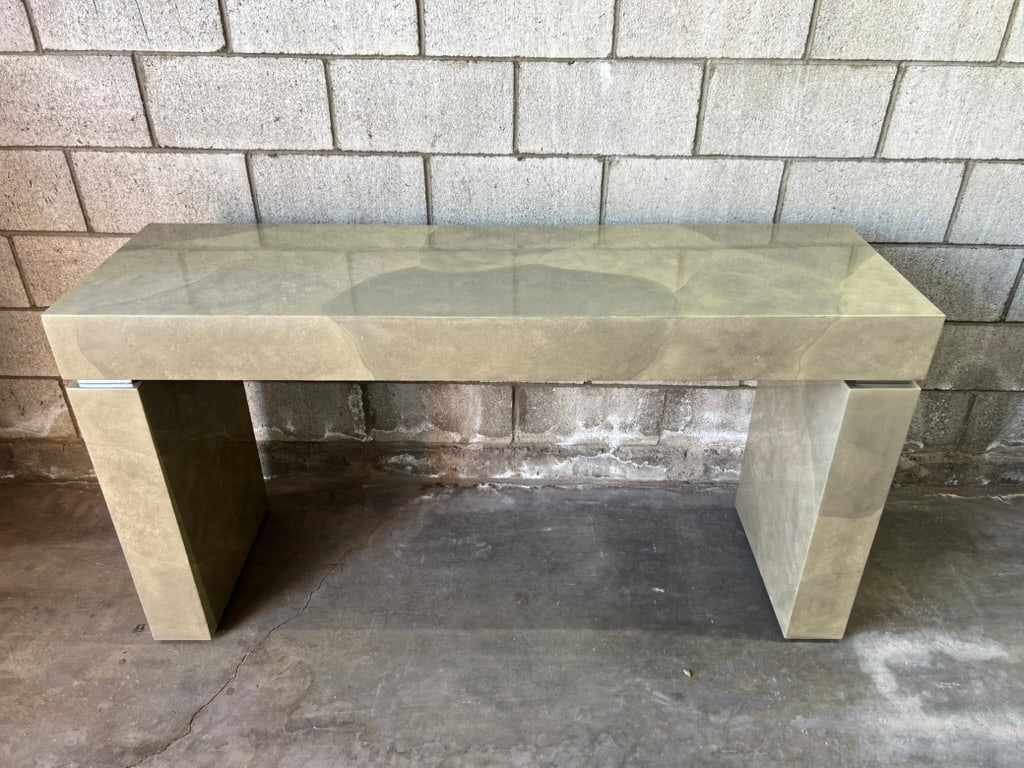 Modern Faux Parchment Lacquered Console by Sally Sirkin Lewis for J. Robert Scott - 7