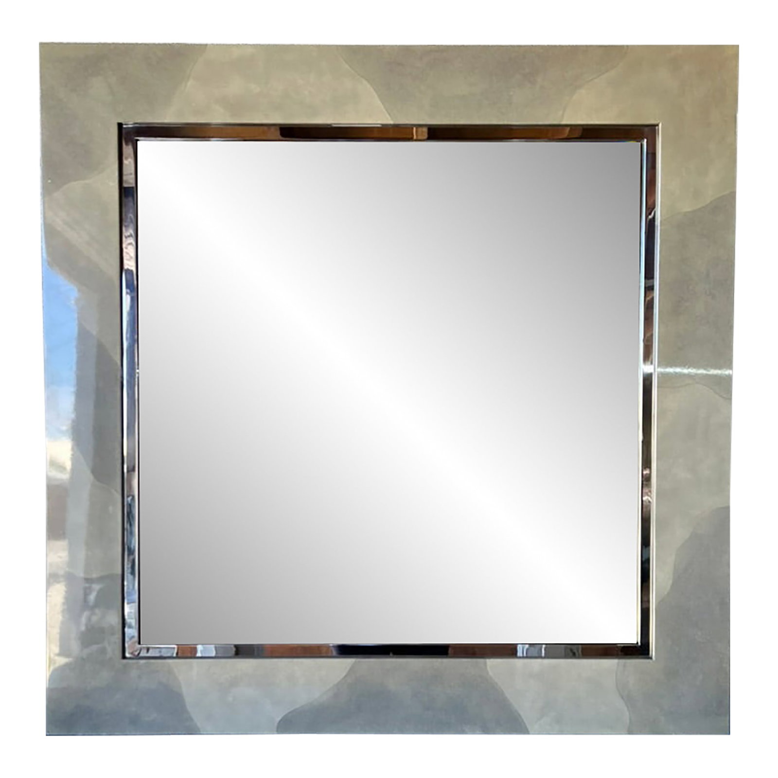 Modern Faux Parchment Lacquered Mirror by Sally Sirkin Lewis for J. Robert Scott (1 of 11)