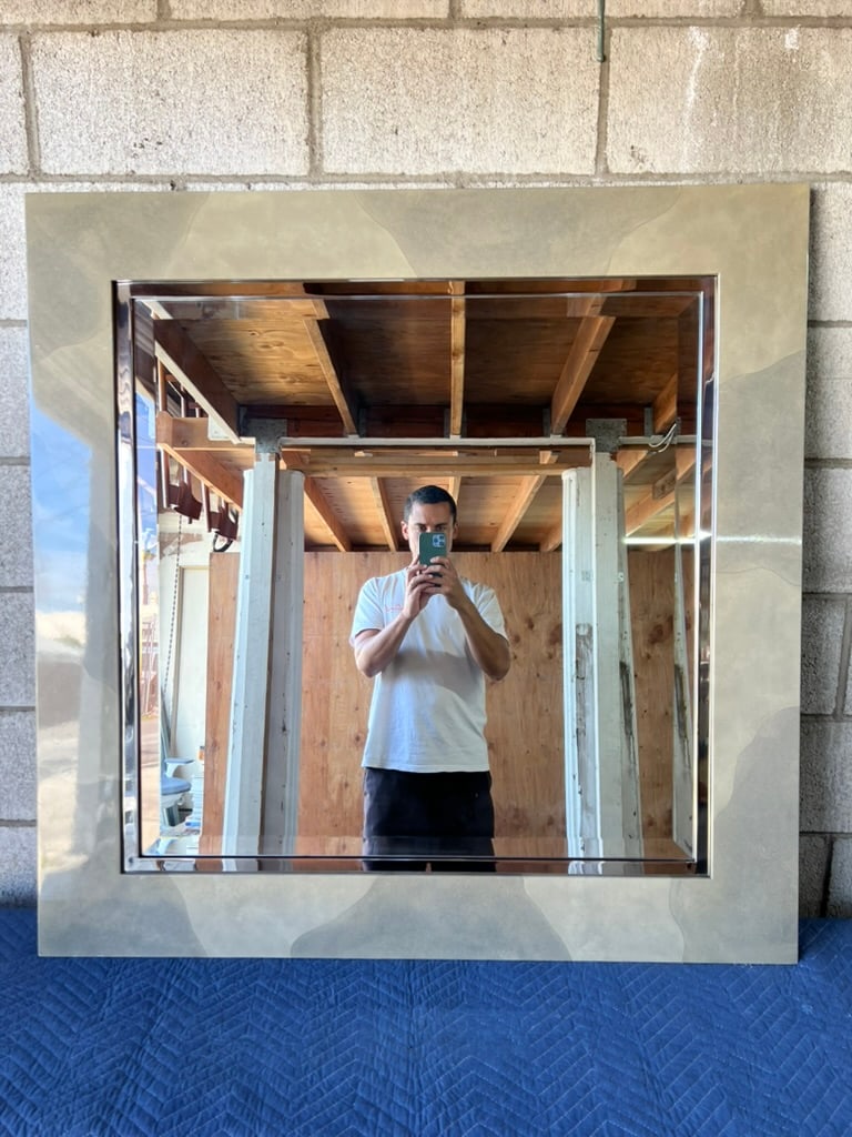 Modern Faux Parchment Lacquered Mirror by Sally Sirkin Lewis for J. Robert Scott - 3
