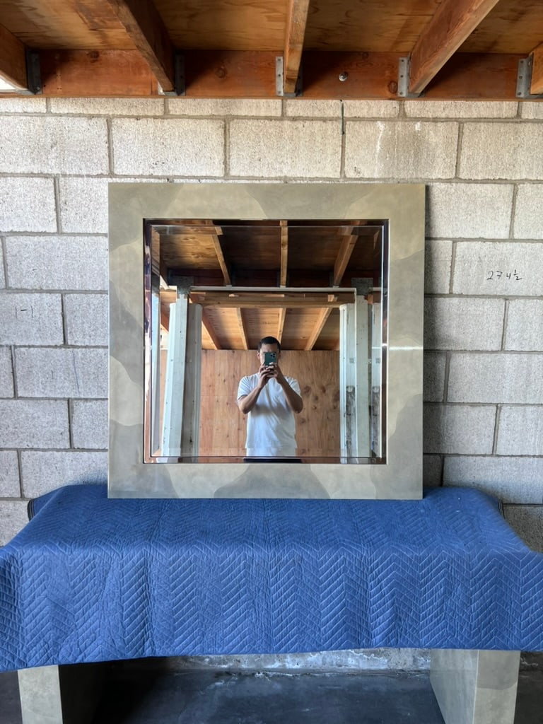 Modern Faux Parchment Lacquered Mirror by Sally Sirkin Lewis for J. Robert Scott - 4