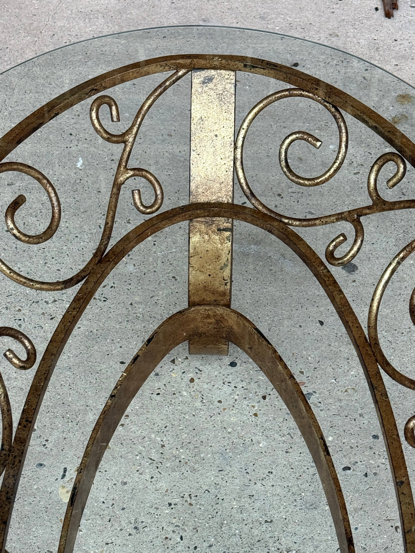 Hollywood Regency Hand Gilt Wrought Iron Oval Coffee Table - Newly Painted - 4