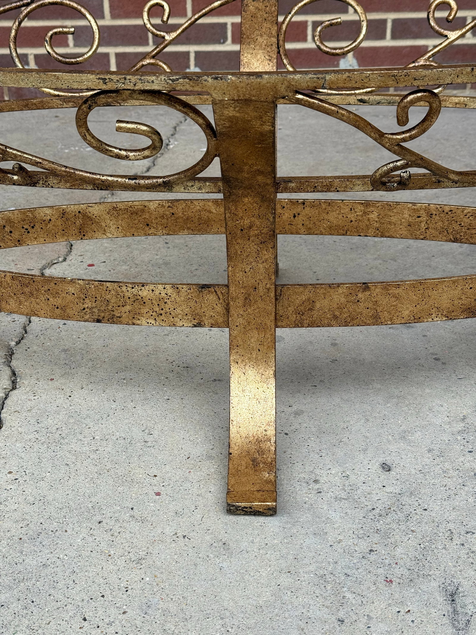 Hollywood Regency Hand Gilt Wrought Iron Oval Coffee Table - Newly Painted - 8
