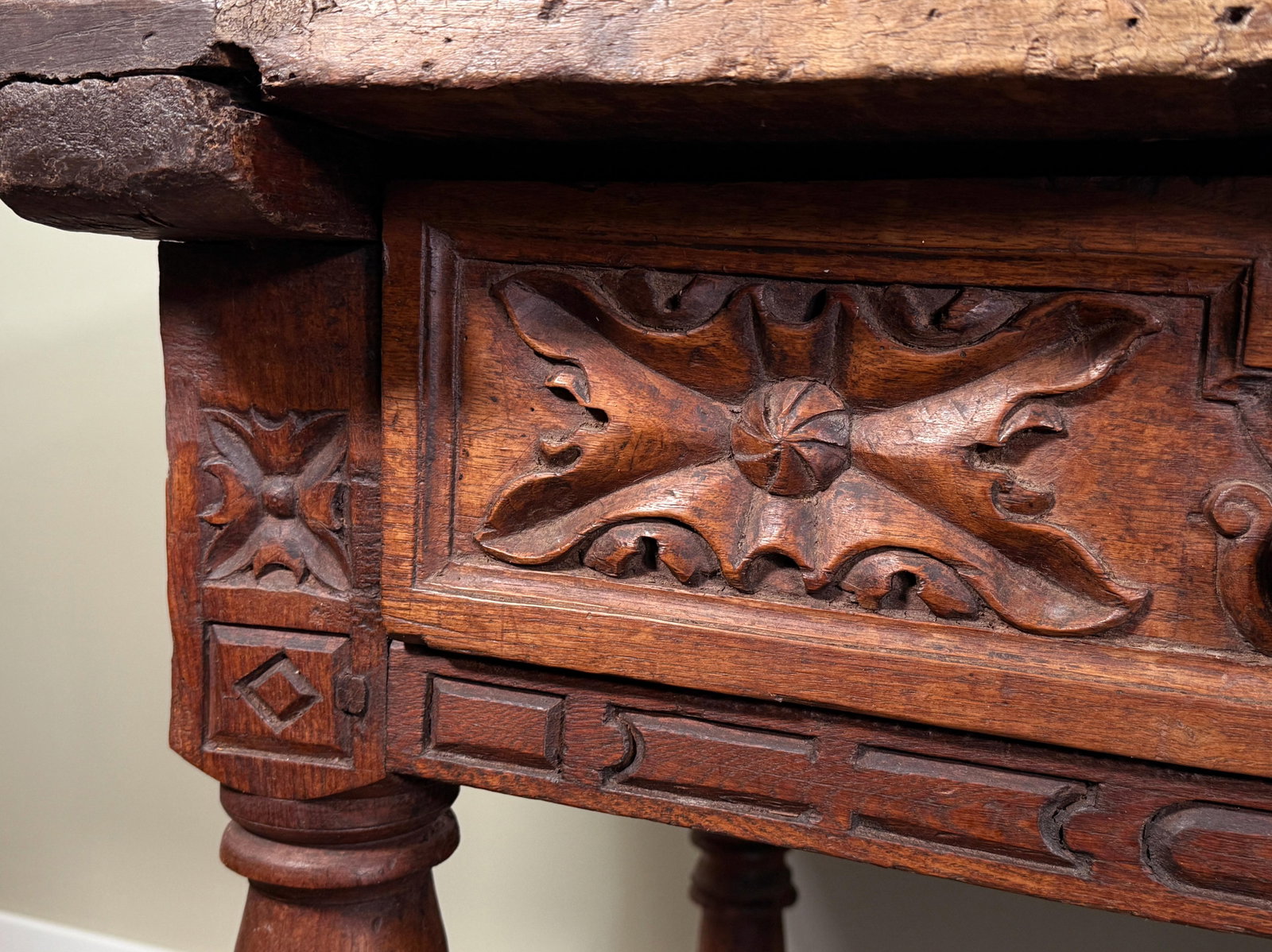 Rare Antique 17th/18th Century European Rustic Oak Hand Carved Refectory Table - 10