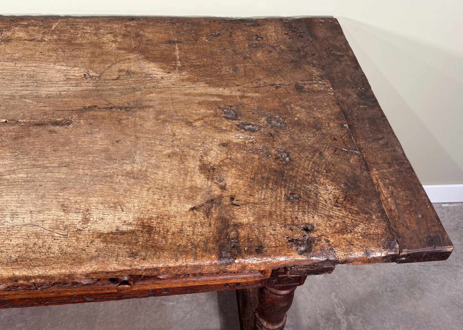 Rare Antique 17th/18th Century European Rustic Oak Hand Carved Refectory Table - 12