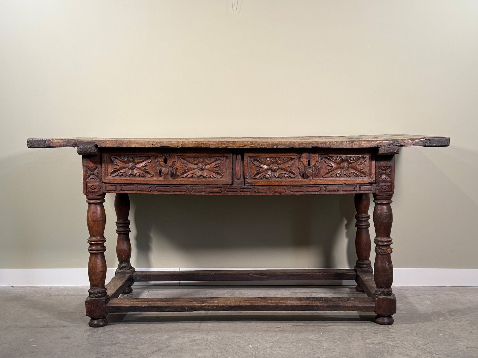 Rare Antique 17th/18th Century European Rustic Oak Hand Carved Refectory Table - 3