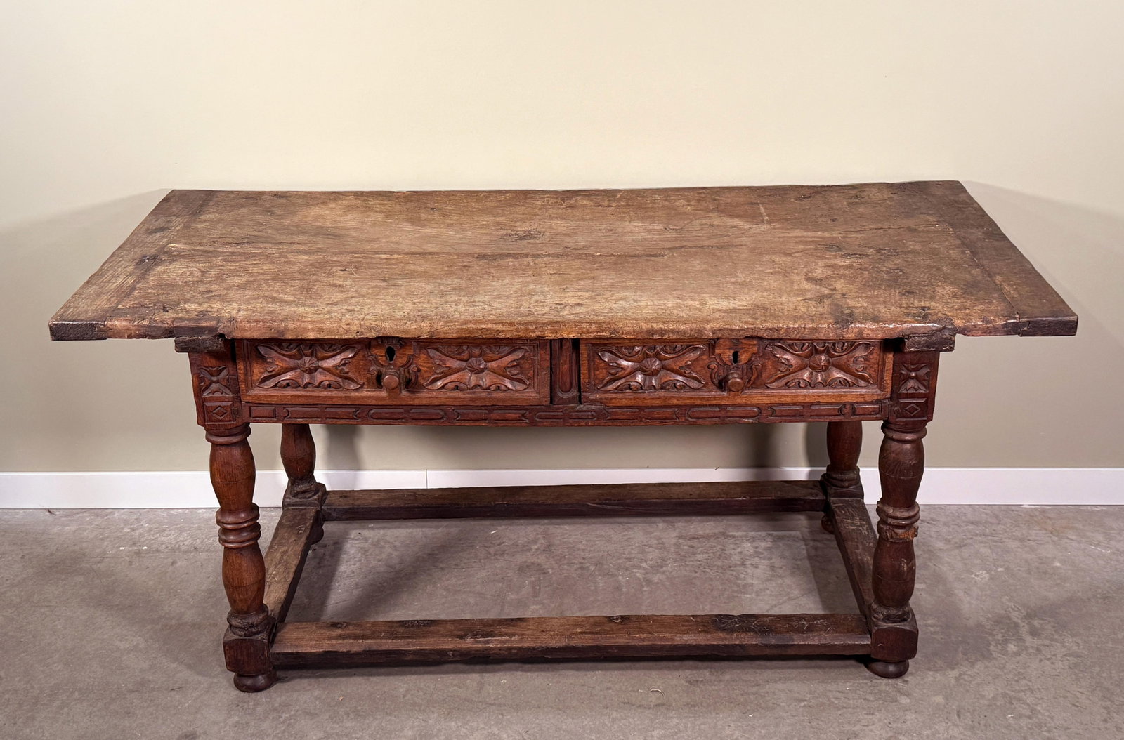 Rare Antique 17th/18th Century European Rustic Oak Hand Carved Refectory Table - 4