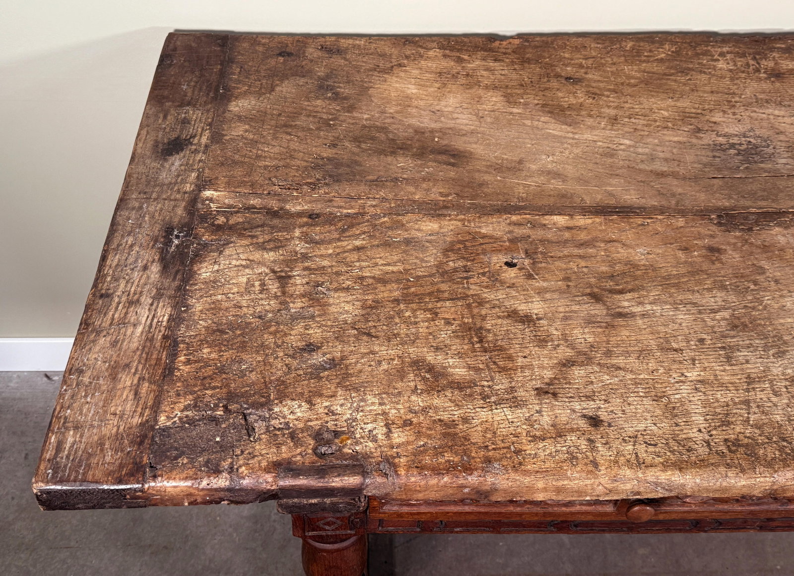 Rare Antique 17th/18th Century European Rustic Oak Hand Carved Refectory Table - 7