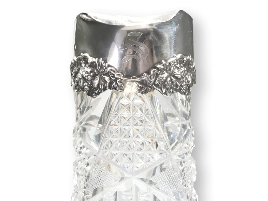 Antique Crystal Decanter w/Sterling Top - 3