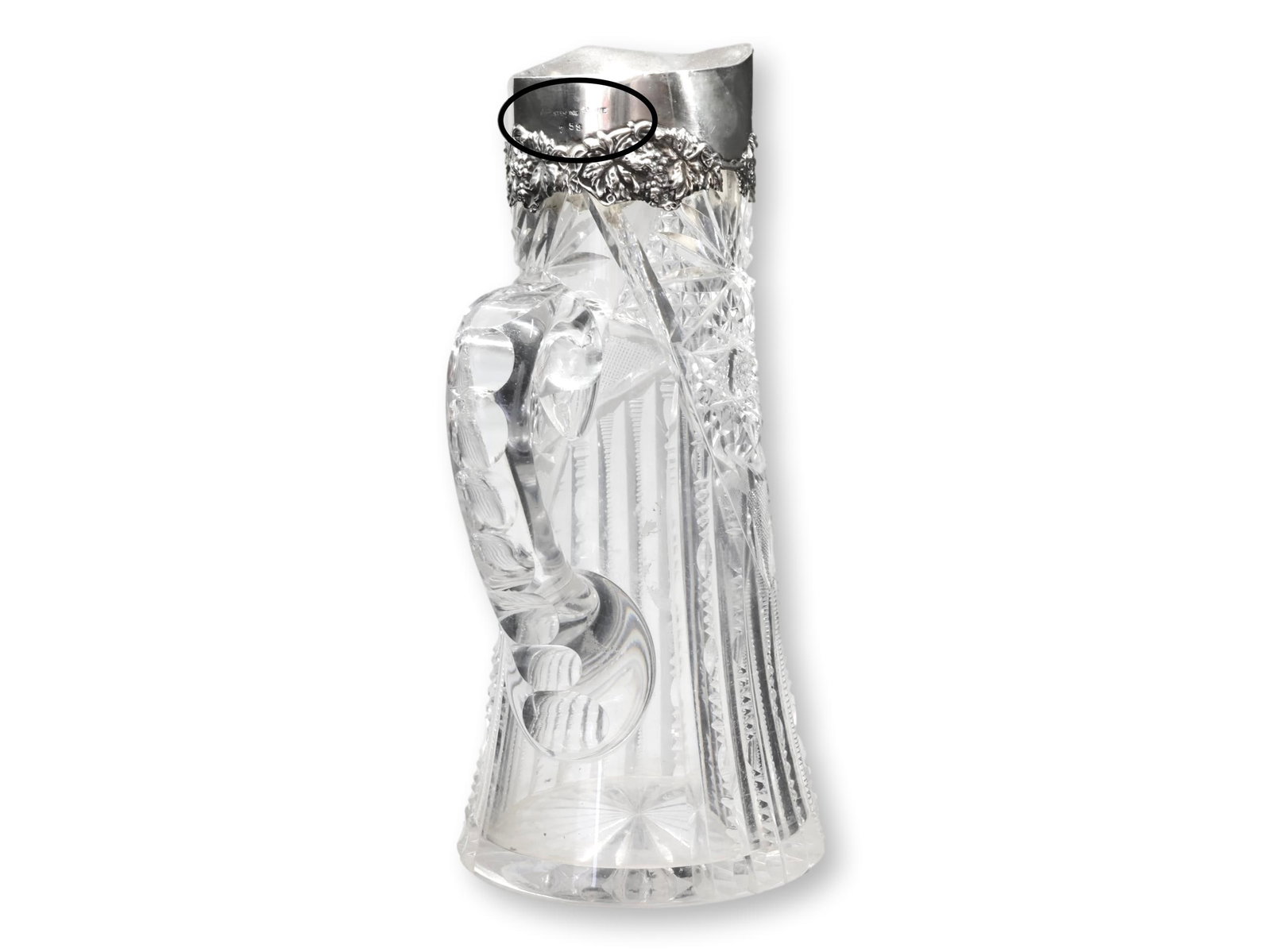 Antique Crystal Decanter w/Sterling Top - 5
