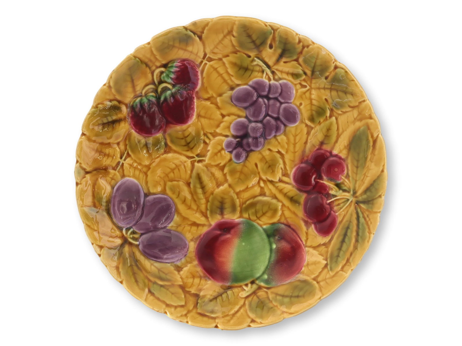 Early 20th-C. French Sarreguemines Majolica Fruit Serving Set - 7