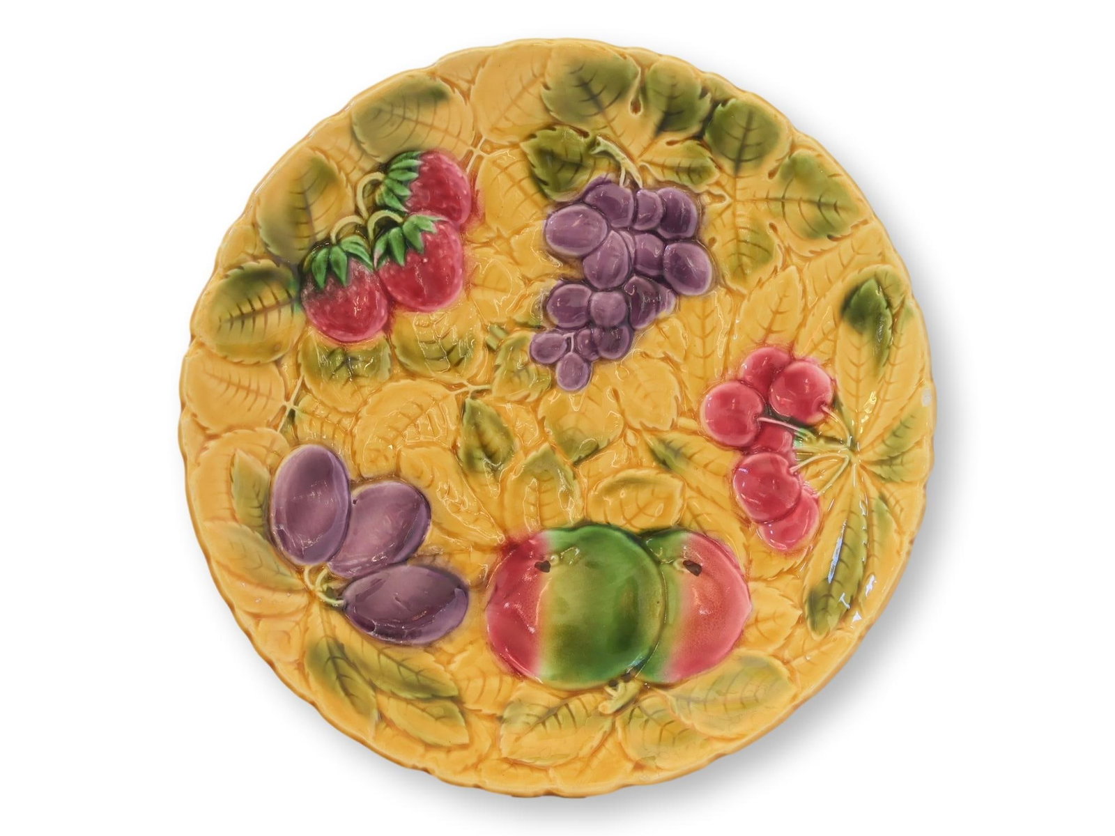 Early 1900s French Sarreguemines Majolica Fruit Serving Set - 4