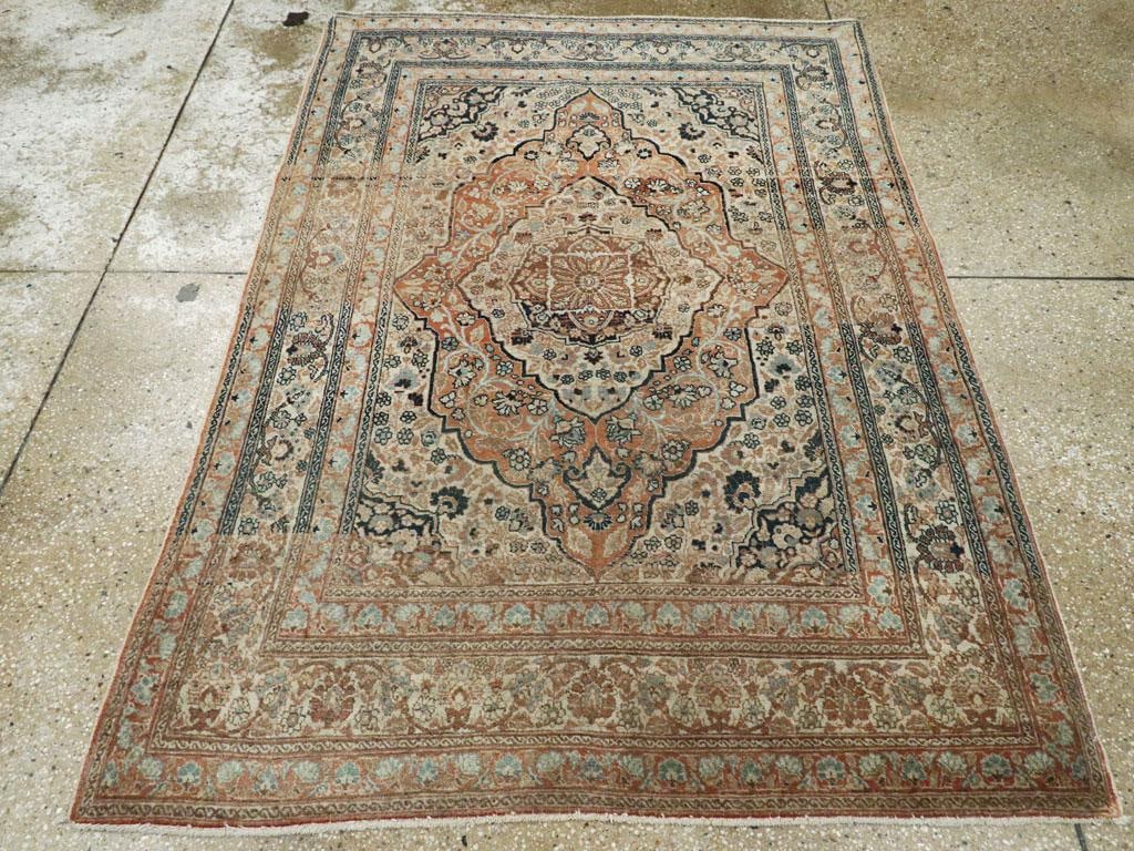 Early 20th Century Handmade Persian Tabriz Haji Jalili Accent Rug - 4