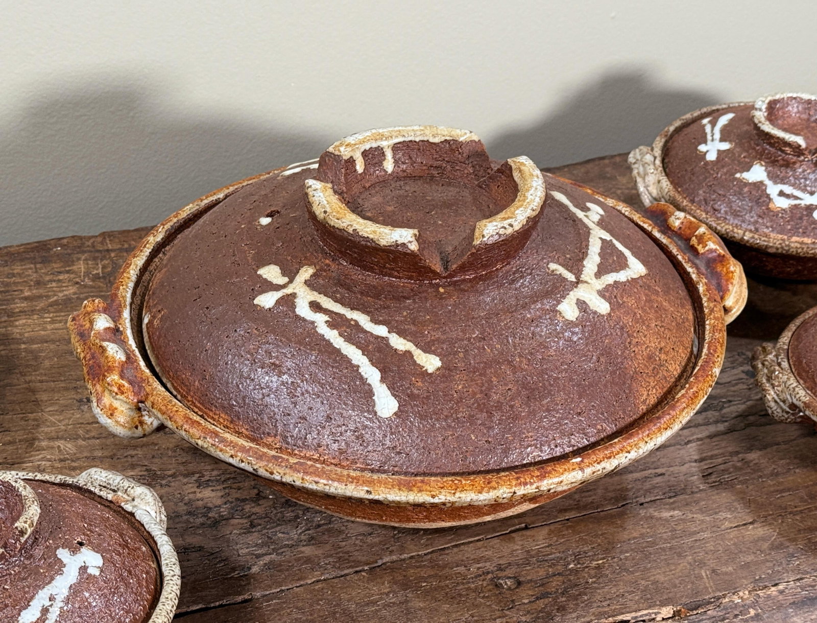 Vintage Traditional Japanese Donabe Lidded Serving Bowls - Set of 7 - 12